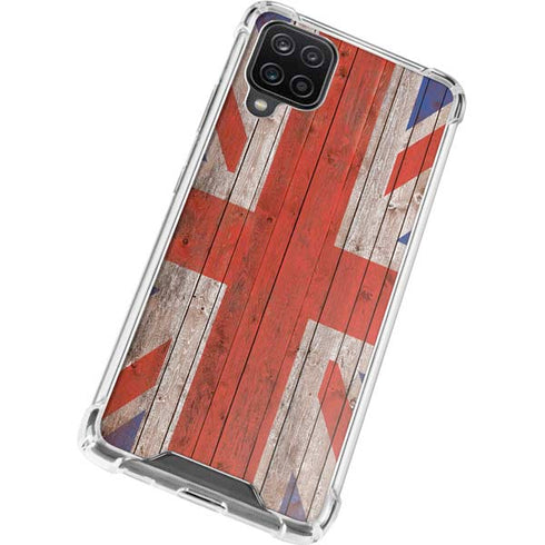 United Kingdom Flag Dark Wood Galaxy A12 Clear Case