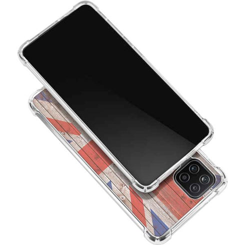 United Kingdom Flag Dark Wood Galaxy A12 Clear Case