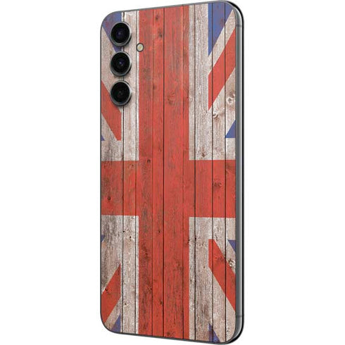 United Kingdom Flag Dark Wood Galaxy A14 5G Skin