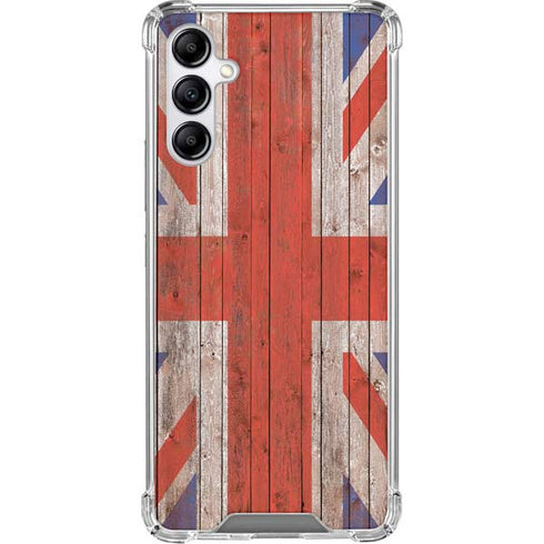 United Kingdom Flag Dark Wood Galaxy A15 5G Clear Case