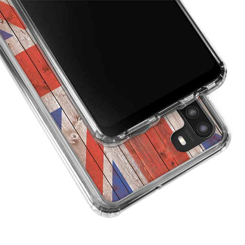 United Kingdom Flag Dark Wood Galaxy A21 Clear Case
