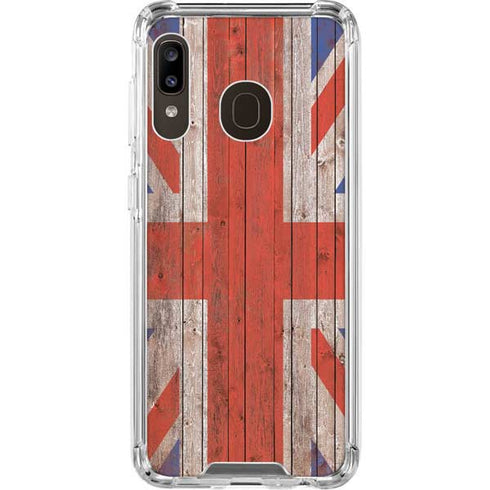 United Kingdom Flag Dark Wood Galaxy A30 Clear Case