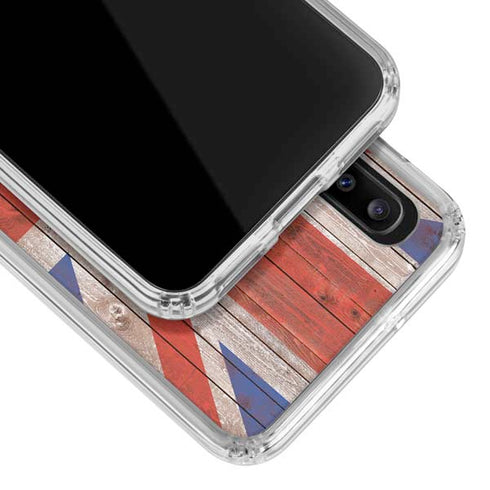 United Kingdom Flag Dark Wood Galaxy A30 Clear Case
