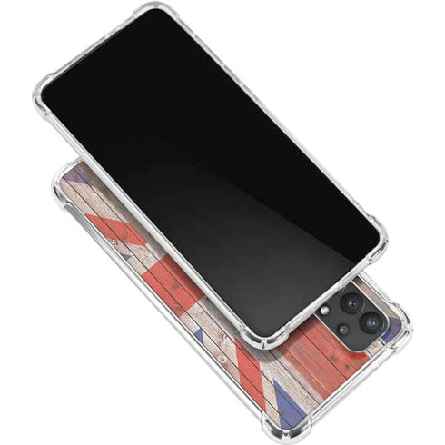 United Kingdom Flag Dark Wood Galaxy A32 5G Clear Case
