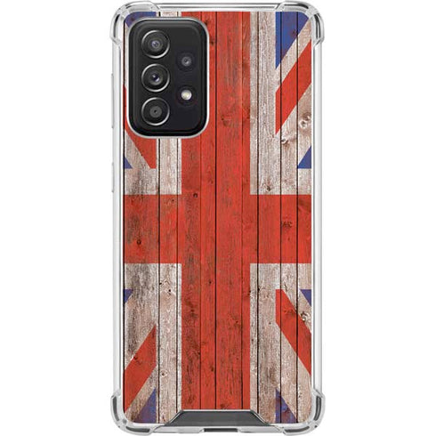 United Kingdom Flag Dark Wood Galaxy A52 5G Clear Case