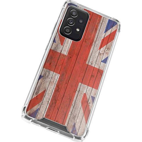 United Kingdom Flag Dark Wood Galaxy A52 5G Clear Case