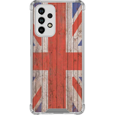 United Kingdom Flag Dark Wood Galaxy A53 5G Clear Case