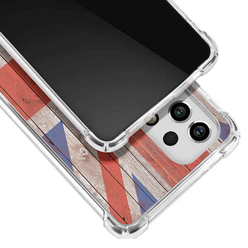 United Kingdom Flag Dark Wood Galaxy A53 5G Clear Case