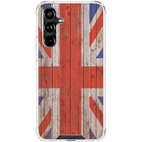 United Kingdom Flag Dark Wood Galaxy A54 5G Clear Case