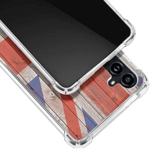 United Kingdom Flag Dark Wood Galaxy A54 5G Clear Case