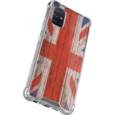 United Kingdom Flag Dark Wood Galaxy A71 5G Clear Case