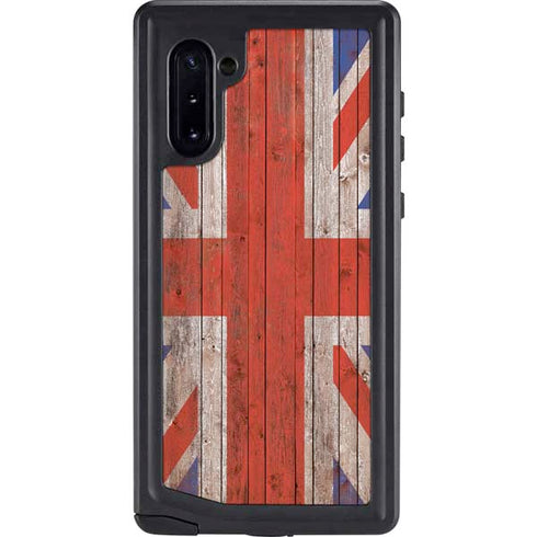 United Kingdom Flag Dark Wood Galaxy Note 10 Waterproof Case