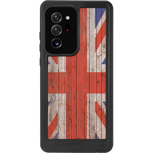 United Kingdom Flag Dark Wood Galaxy Note20 Ultra 5G Waterproof Case