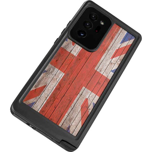 United Kingdom Flag Dark Wood Galaxy Note20 Ultra 5G Waterproof Case