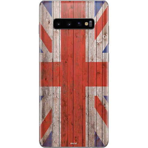 United Kingdom Flag Dark Wood Galaxy S10 Plus Skin