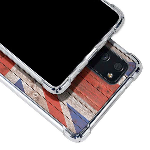 United Kingdom Flag Dark Wood Galaxy S20 FE Clear Case