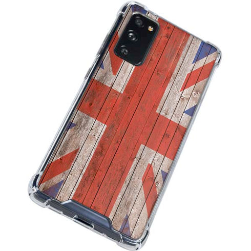 United Kingdom Flag Dark Wood Galaxy S20 FE Clear Case