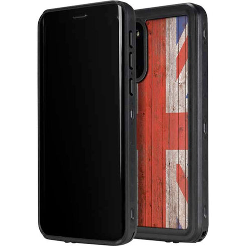 United Kingdom Flag Dark Wood Galaxy S20 Plus Waterproof Case