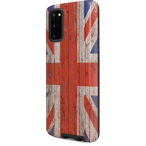 United Kingdom Flag Dark Wood Galaxy S20 Pro Case
