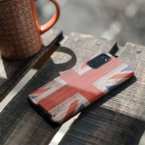 United Kingdom Flag Dark Wood Galaxy S20 Pro Case