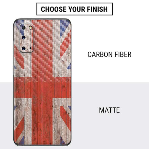 United Kingdom Flag Dark Wood Galaxy S20 Skin