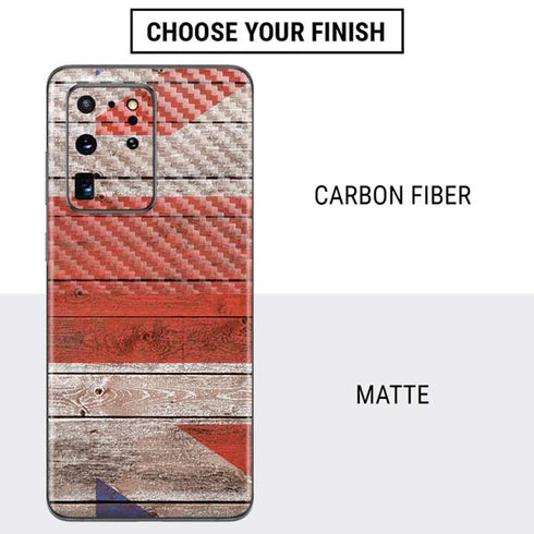 United Kingdom Flag Dark Wood Galaxy S20 Ultra 5G Skin