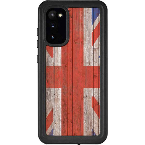 United Kingdom Flag Dark Wood Galaxy S20 Waterproof Case