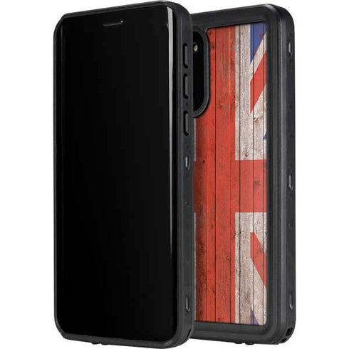 United Kingdom Flag Dark Wood Galaxy S20 Waterproof Case