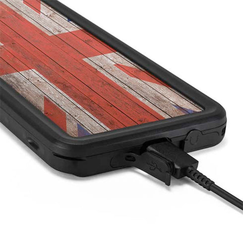 United Kingdom Flag Dark Wood Galaxy S20 Waterproof Case