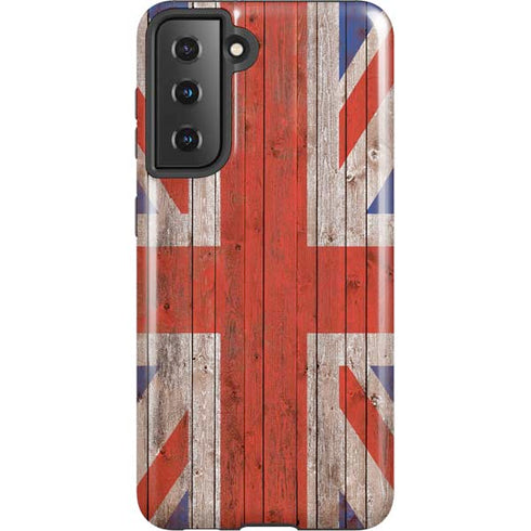United Kingdom Flag Dark Wood Galaxy S21 5G Pro Case