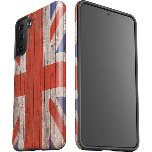 United Kingdom Flag Dark Wood Galaxy S21 FE Pro Case