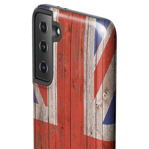 United Kingdom Flag Dark Wood Galaxy S21 Plus 5G Pro Case