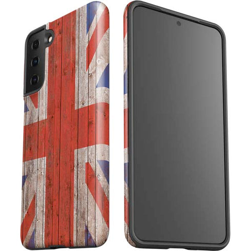 United Kingdom Flag Dark Wood Galaxy S21 Plus 5G Pro Case