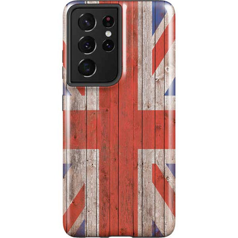 United Kingdom Flag Dark Wood Galaxy S21 Ultra 5G Pro Case