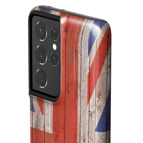 United Kingdom Flag Dark Wood Galaxy S21 Ultra 5G Pro Case