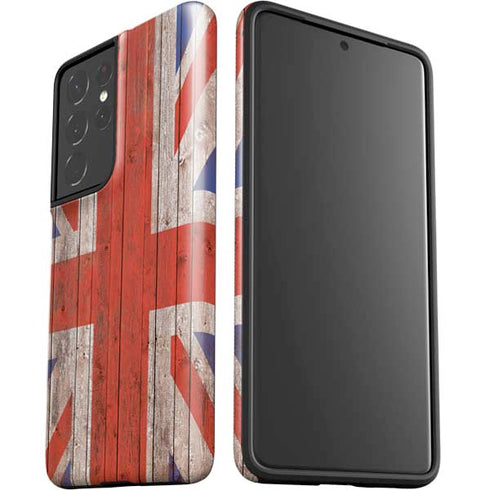 United Kingdom Flag Dark Wood Galaxy S21 Ultra 5G Pro Case