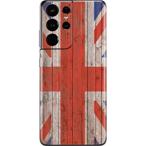United Kingdom Flag Dark Wood Galaxy S21 Ultra 5G Skin