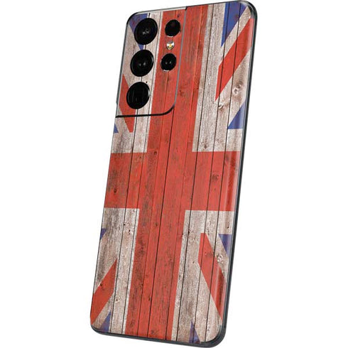 United Kingdom Flag Dark Wood Galaxy S21 Ultra 5G Skin