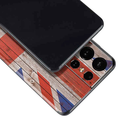 United Kingdom Flag Dark Wood Galaxy S21 Ultra 5G Skin