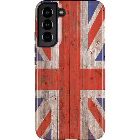 United Kingdom Flag Dark Wood Galaxy S22 Plus Pro Case