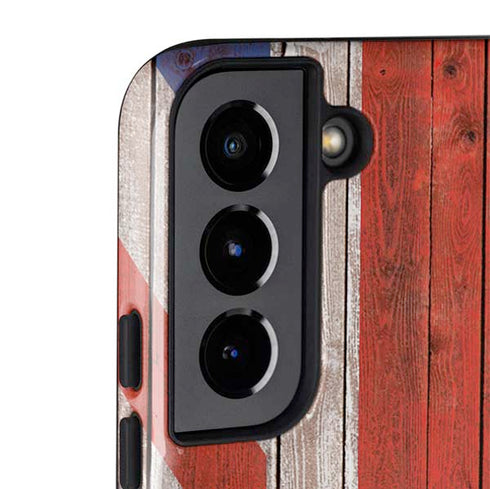 United Kingdom Flag Dark Wood Galaxy S22 Plus Pro Case