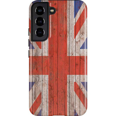 United Kingdom Flag Dark Wood Galaxy S22 Pro Case