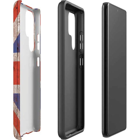 United Kingdom Flag Dark Wood Galaxy S22 Ultra Pro Case