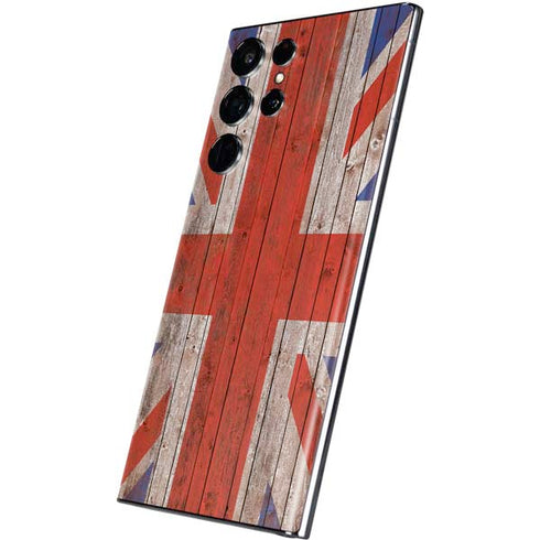 United Kingdom Flag Dark Wood Galaxy S22 Ultra Skin