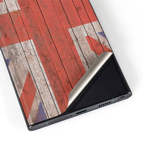United Kingdom Flag Dark Wood Galaxy S22 Ultra Skin