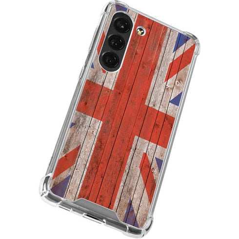 United Kingdom Flag Dark Wood Galaxy S23 Clear Case