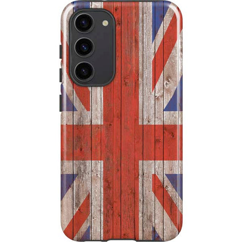 United Kingdom Flag Dark Wood Galaxy S23 Plus Pro Case