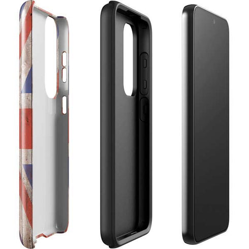 United Kingdom Flag Dark Wood Galaxy S23 Plus Pro Case