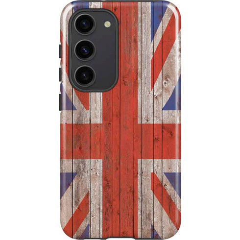 United Kingdom Flag Dark Wood Galaxy S23 Pro Case