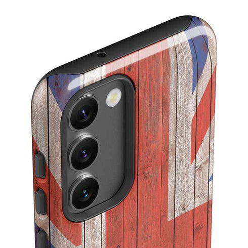 United Kingdom Flag Dark Wood Galaxy S23 Pro Case